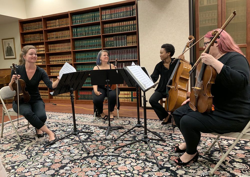 The chamber music ensemble Rosette performing at the Mathews Memorial Library The chamber music ensemble Rosette performing at the Mathews Memorial Library